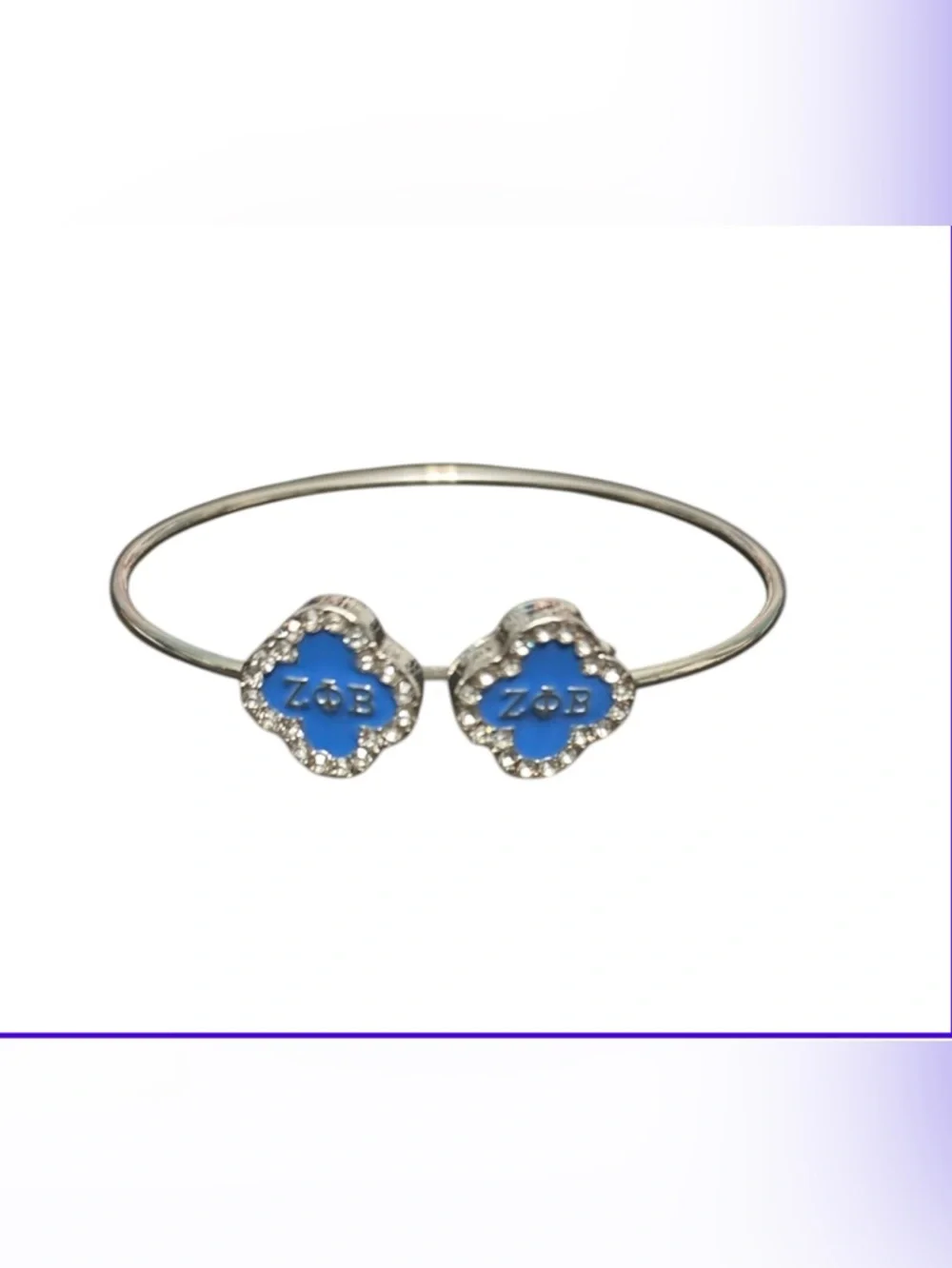 Zeta Phi Beta Clover Shaped Single Bangle Bracelet - Picture 3 of 5